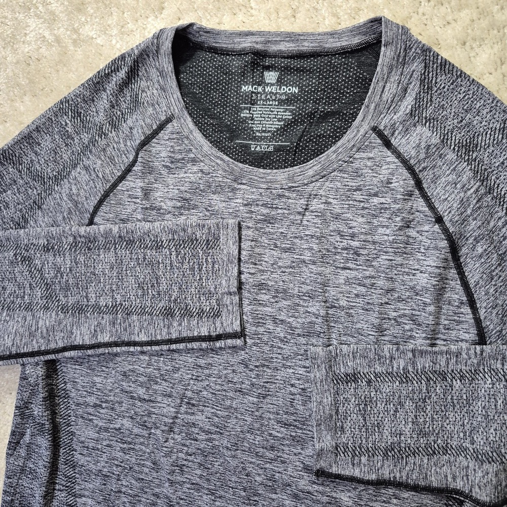 Mack Weldon Shirt Mens 2XL Stealth Top Gray Performance Stretch Fitted Run Gym